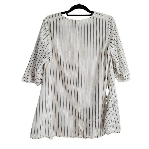 S Tulip Pippa Striped Asymmetrical Lagenlook Blouse Half Sleeve Artsy Tunic - Picture 3 of 12